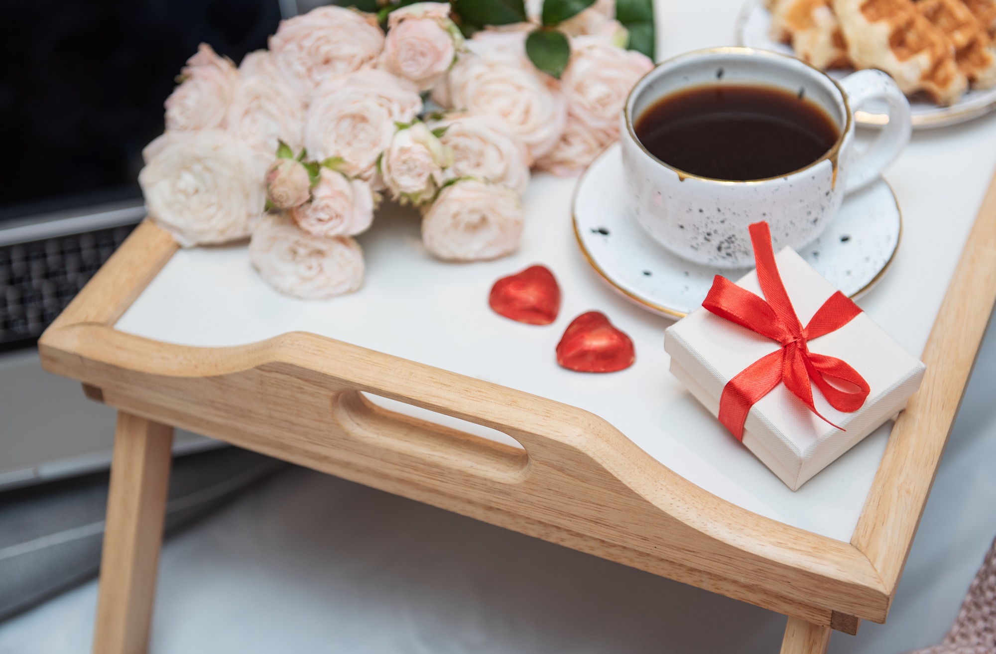 Romantic breakfast in bed