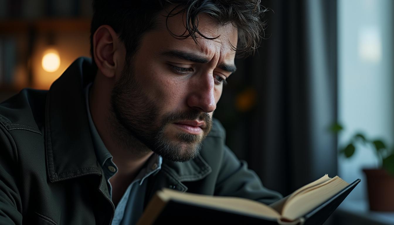 plongez dans un texte poignant qui touche l'âme et fait pleurer un homme au plus profond de son être, une expérience émotionnelle intense à découvrir.