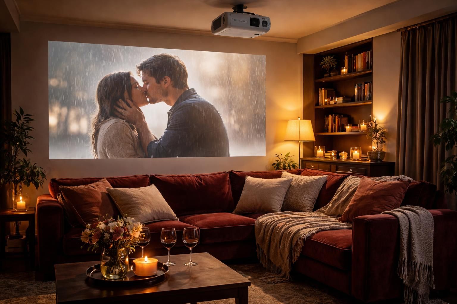 découvrez le vidéoprojecteur epson idéal pour créer un coin cinéma cosy, parfait pour une soirée romantique inoubliable.
